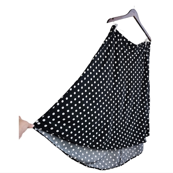 Lane Bryant polka dot hi lo midi a-line skirt black and white size 18/20 - Picture 3 of 11